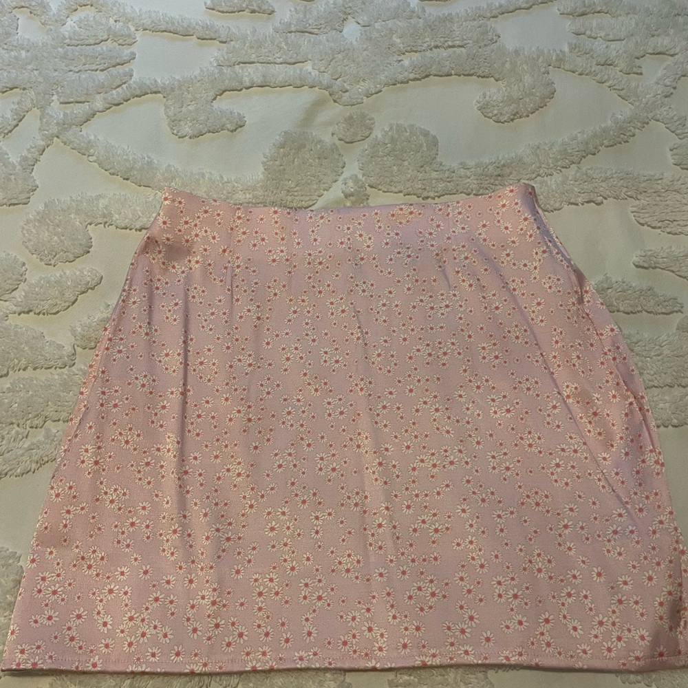 Zara Pink A-Line Skirt with flowers